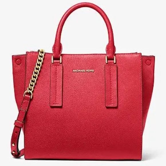 MICHAEL Michael Kors Handbags - Michael Michael Kors Alessa Medium Pebbled Leather Satchel in Red